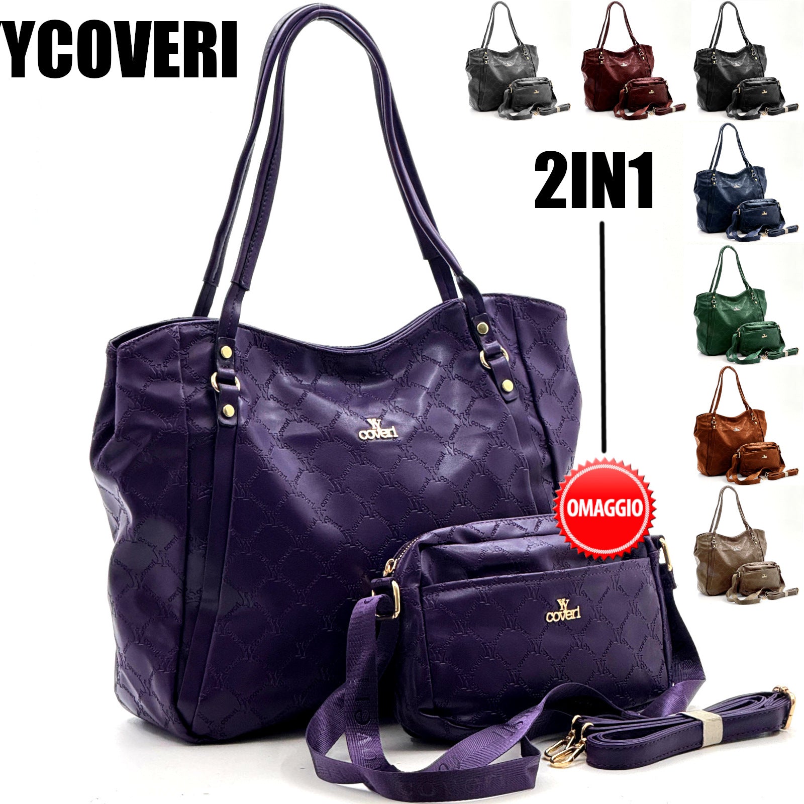 Borsa firmata YYCOVERI 2in1 borsa shopping + borsetta