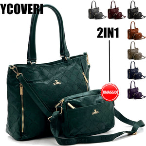 Borsa firmata YYCOVERI 2in1 borsa shopping + borsetta zip