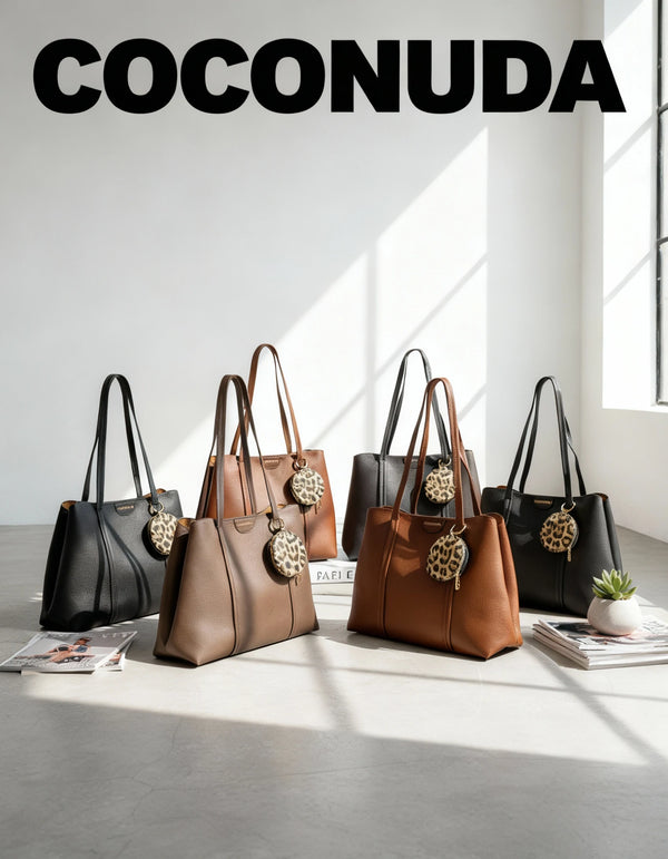 Borsa a tote bag shopping + portamonete omaggio firmata COCONUDA a tracolla elegante casual simil pelle martellata