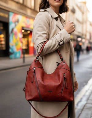 Borsa a sacco firmato da Nazareno Gabrielli Colletion donna spalla a tracolla simil pelle zip frontali