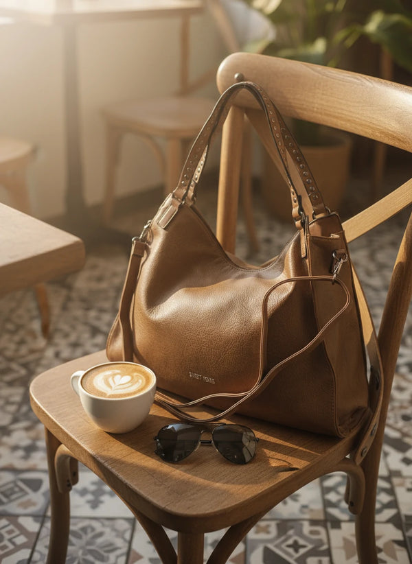 Borsa a sacco firmato SWEET YEARS Colletion donna spalla a tracolla simil pelle shopping borchie
