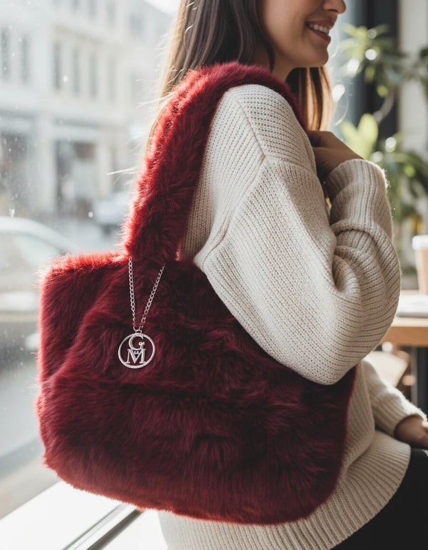 L'orsacchiotta - Borsa firmata Gyoiamea in eco pelliccia morbida teddy pelo a shopping