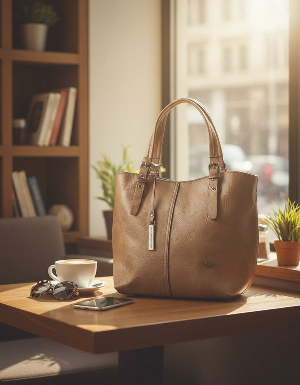 Borsa firmata Nazareno Gabrielli + pochette OMAGGIO donna spalla shopping capiente simil pelle venata coconuda