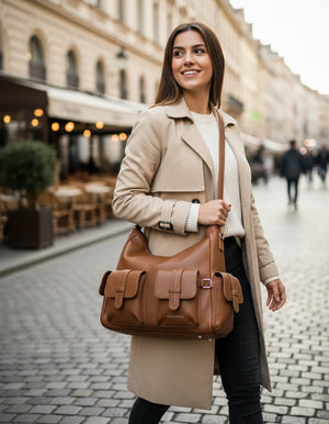 Borsa a sacco multi tasche firmato COCONUDA Colletion donna spalla a tracolla simil pelle