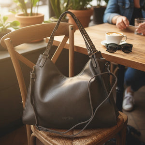 Borsa a sacco firmato SWEET YEARS Colletion donna spalla a tracolla simil pelle shopping borchie