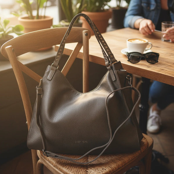Borsa a sacco firmato SWEET YEARS Colletion donna spalla a tracolla simil pelle shopping borchie