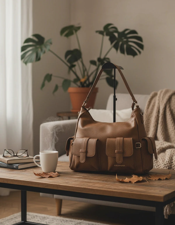 Borsa a sacco multi tasche firmato COCONUDA Colletion donna spalla a tracolla simil pelle