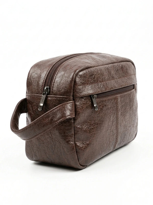 Beauty case uomo Coveri, colore marrone, vista di tre quarti