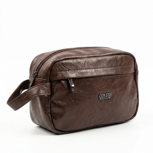 Beauty case uomo Coveri, colore marrone, vista principale su sfondo bianco