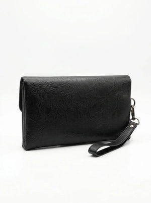 Pochette uomo nera con laccetto, colore nero, vista del retro