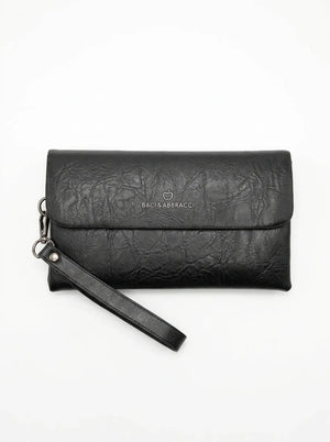 Pochette uomo nera con laccetto, colore nero, vista dall'alto