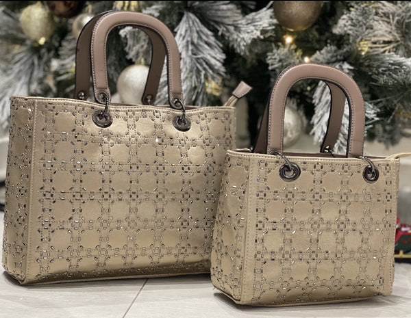 La Scialarata - Borsa piccola o grande firmata GYOIAMEA in tessuto vellutato strass punto luce