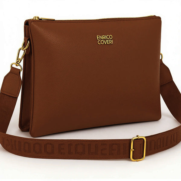 ENRICO COVERI - Borsa multitasche firmata giornaliera elegante 3 zip