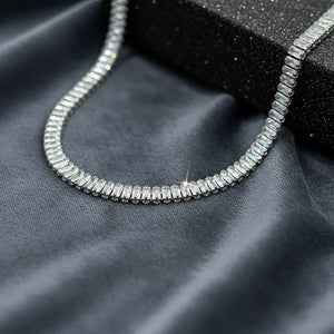 Collana Tennis Baguette con Chiusura Slider  Regolabile da Choker a  collana normale lunga fino a 42 cm