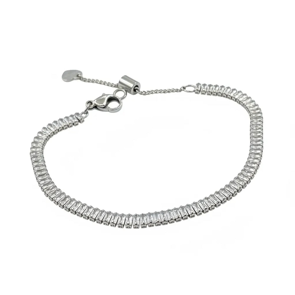 Bracciale Tennis Baguette con Chiusura a Cursore "Smart Slider" bolo Regolabile - Fit Perfetto