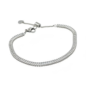 Bracciale Tennis Baguette con Chiusura a Cursore "Smart Slider" bolo Regolabile - Fit Perfetto