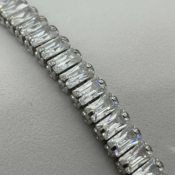 Bracciale Tennis Baguette con Chiusura a Cursore "Smart Slider" bolo Regolabile - Fit Perfetto