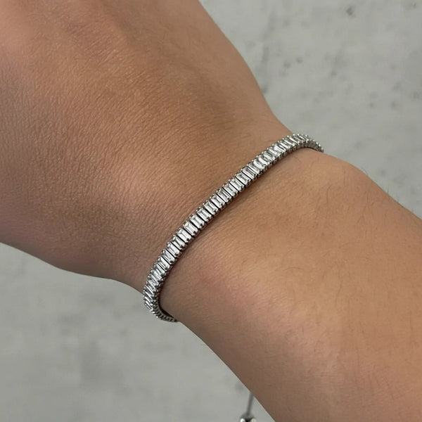 Bracciale Tennis Baguette con Chiusura a Cursore "Smart Slider" bolo Regolabile - Fit Perfetto