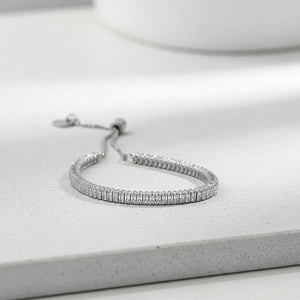 Bracciale Tennis Baguette con Chiusura a Cursore "Smart Slider" bolo Regolabile - Fit Perfetto