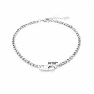 Collana Maglia Spiga con Moschettone Frontale di Design 44cm - Oro e Argento Girocollo Choker