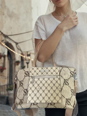 Borsa firmata Sweet Years in simil pelle pregiata tote shopping con tracolla e spalla