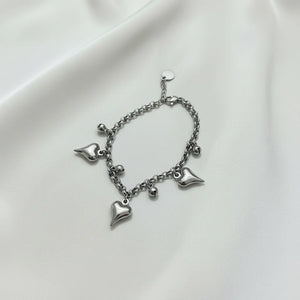 Bracciale con Charms Cuore 3D in Acciaio Oro - Catena Chunky Regolabile