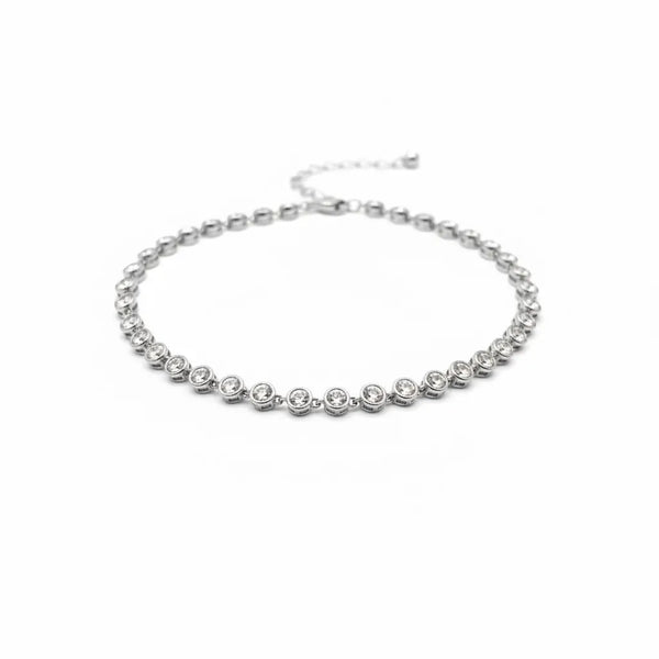 Collana Tennis Donna in Acciaio Inossidabile Oro - Girocollo Regolabile con Cristalli Luminosi