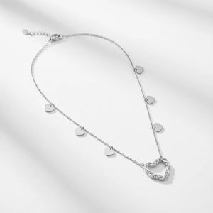 Girocollo Donna con Grande Cuore Brillante e Charms - Acciaio Inox