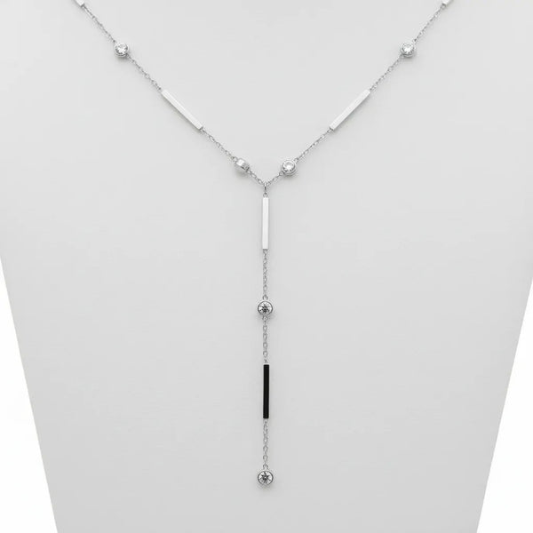 Girocollo a Cravattina Y Minimalist Oro - Collana Acciaio con Punti Luce