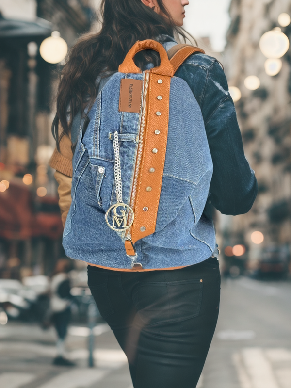 Zaino La Corsaro in jeans e borchie di alta qualità modello biker donna