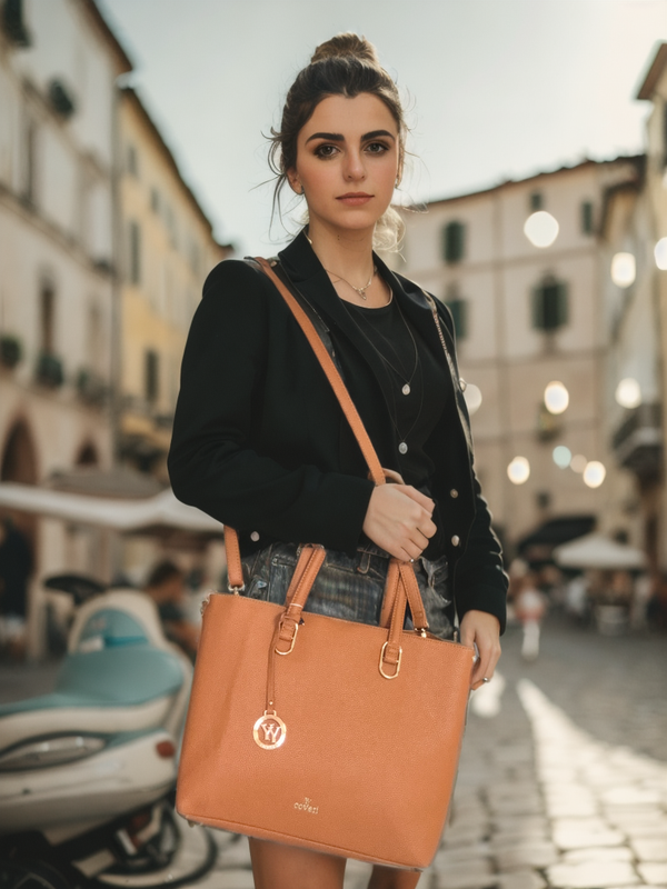 YY COVERI Borsa shopping firmata spalla e tracolla