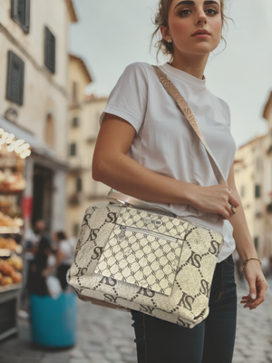 Borsa firmata Sweet Years in simil pelle pregiata tote shopping con tracolla e spalla