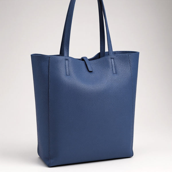 Borsa vera pelle shopping capiente unica tinta nuovo shopping  capiente donna