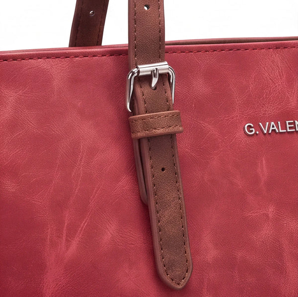 Shopping G. Valentini 9940-673D, colore Rosso, dettaglio di manico e ferramenta