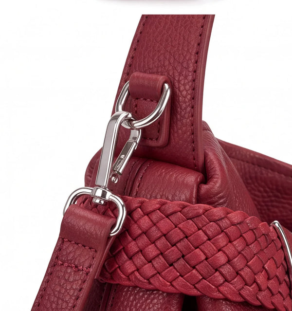 Borsa a spalla Valentini 6840-326, colore Rosso, dettaglio di manico e ferramenta