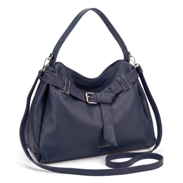 Borsa a spalla Valentini 6840-326, colore Blu, vista su sfondo bianco