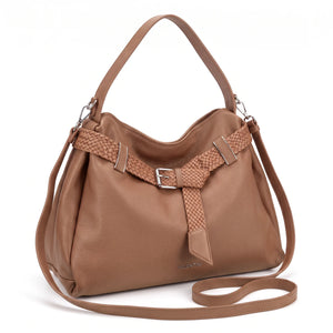 Borsa a spalla Valentini 6840-326, colore Khaki, vista su sfondo bianco