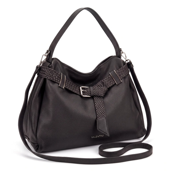 Borsa a spalla Valentini 6840-326, colore Nero, vista su sfondo bianco