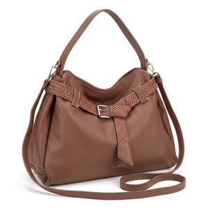 Borsa a spalla Valentini 6840-326, colore Taupe, vista su sfondo bianco