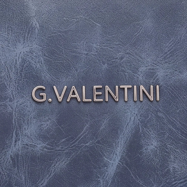 Tracolla G. Valentini A9950-131B, colore Blu, dettaglio del marchio