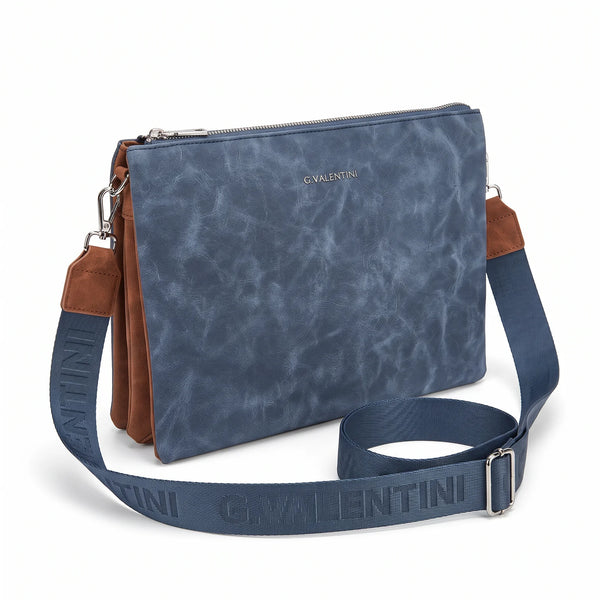 Tracolla G. Valentini A9950-131B, colore Blu, vista su sfondo bianco