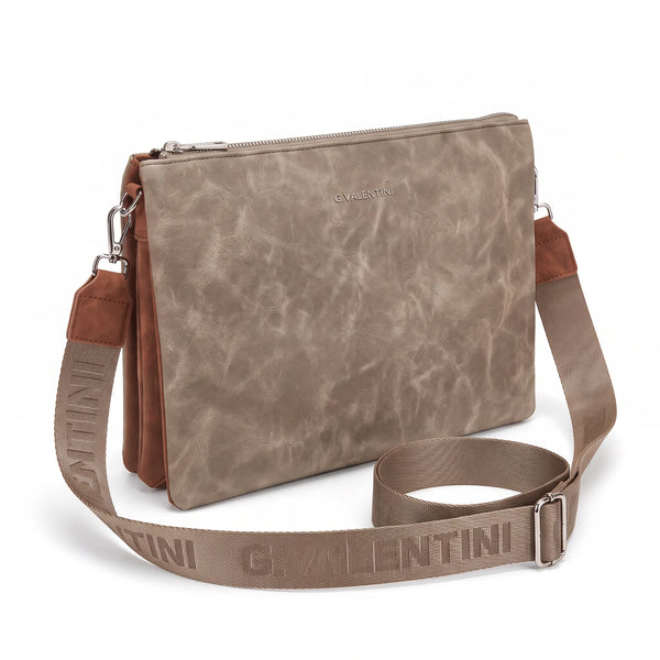 Tracolla G. Valentini A9950-131B, colore Khaki, vista su sfondo bianco