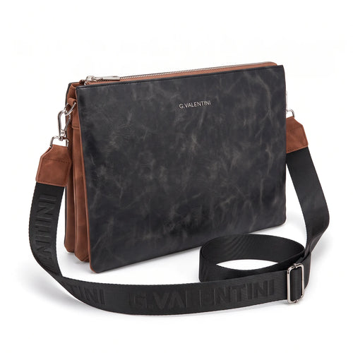 Tracolla G. Valentini A9950-131B, colore Nero, vista su sfondo bianco