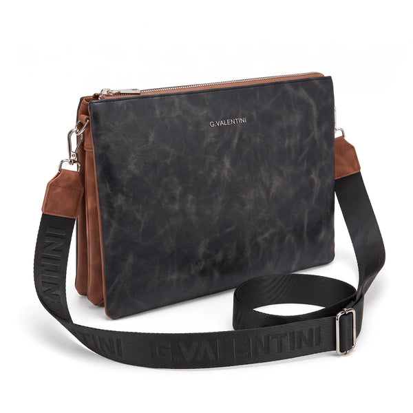 Tracolla G. Valentini A9950-131B, colore Nero, vista su sfondo bianco