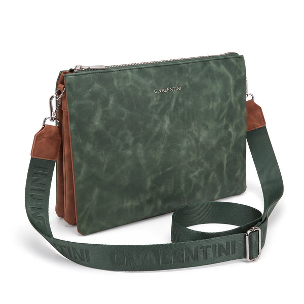 Tracolla G. Valentini A9950-131B, colore Verde, vista su sfondo bianco