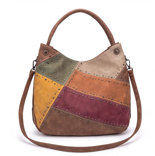 Borsa hobo patchwork multicolore 9440-107, vista frontale