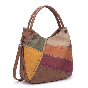 Borsa hobo patchwork multicolore 9440-107, tre quarti sinistro