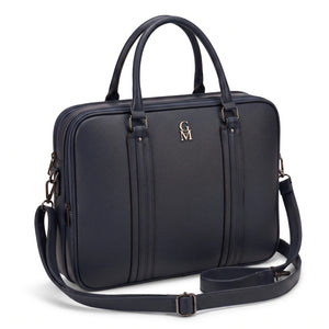 Borsa da lavoro doppio scomparto 94950, blu navy, vista su sfondo bianco