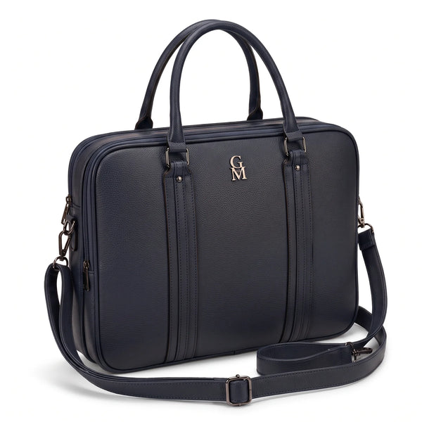 Borsa da lavoro doppio scomparto 94950, blu navy, vista su sfondo bianco