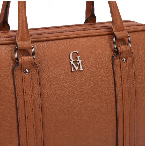 Borsa da lavoro doppio scomparto 94950, cuoio, dettaglio del davanti